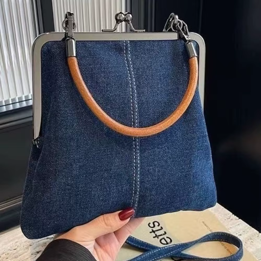 Sac à main en denim bleu marine pour femme