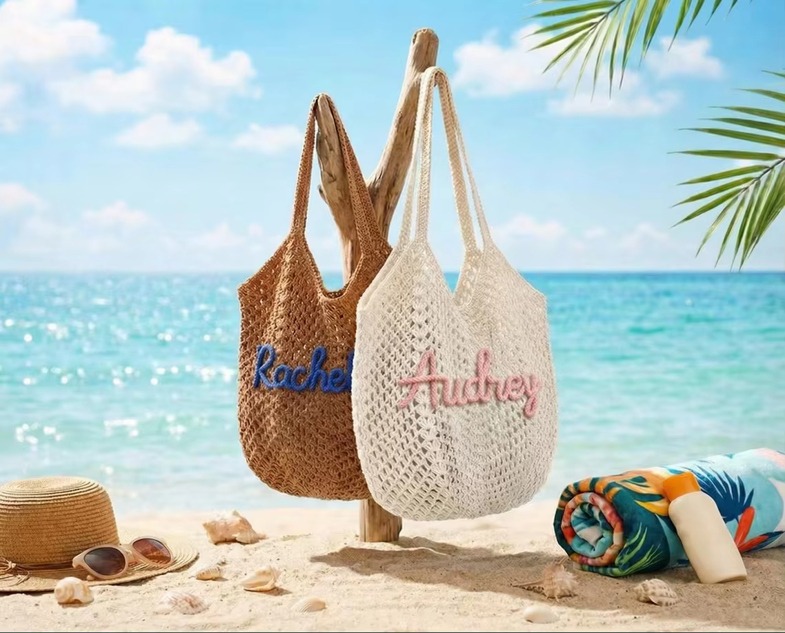 Sac de plage au crochet personnalisé