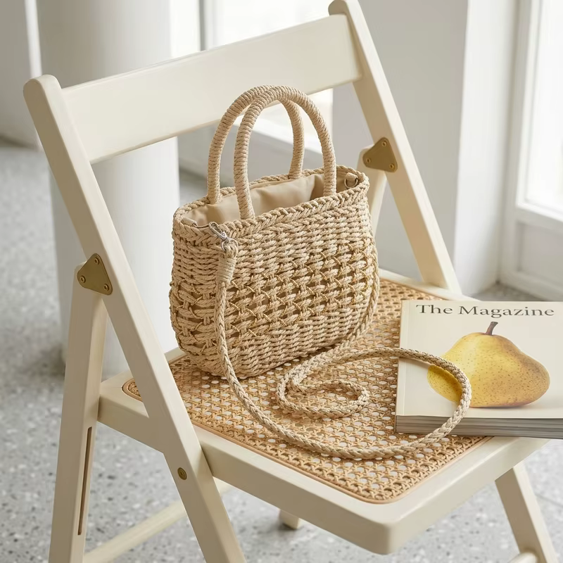 Sac de plage décontracté en paille tressée de luxe pour femme 2026