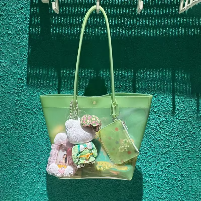 Sac fourre-tout transparent en PVC couleur gelée