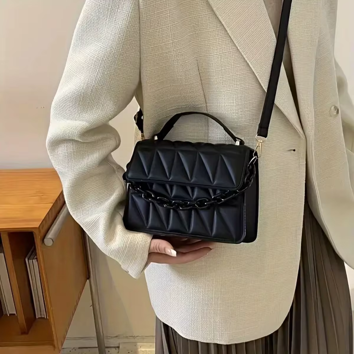 Sac à main avec chaîne en diamant pour femmes