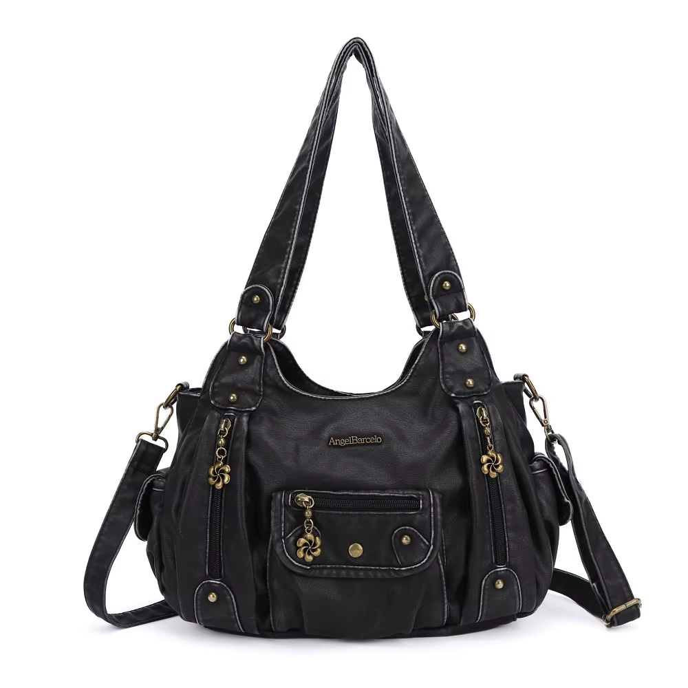 Femmes sacs à main sacoche poignée supérieure Vintage PU sac à bandoulière 12.5 "x 4.4" boulette Pack multi-poches