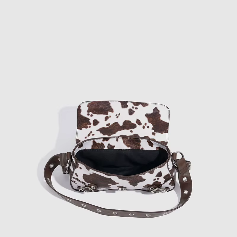 Sac bandoulière en jean à rivets pour femme