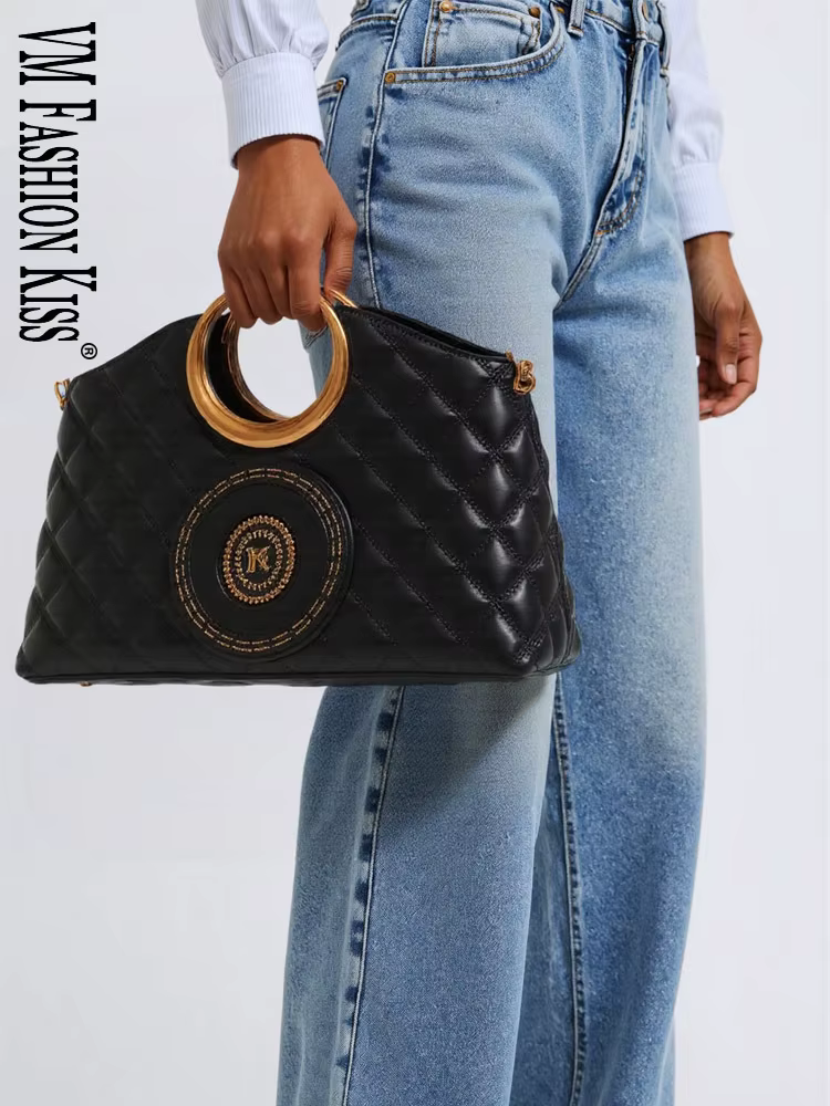 Sac à main matelassé noir Vintage pour femmes