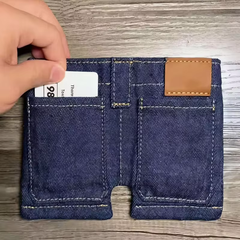 Portefeuille pliable de poche en jean