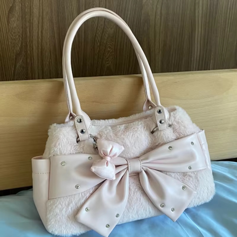 Sac à main à nœud rose mignon pour femmes