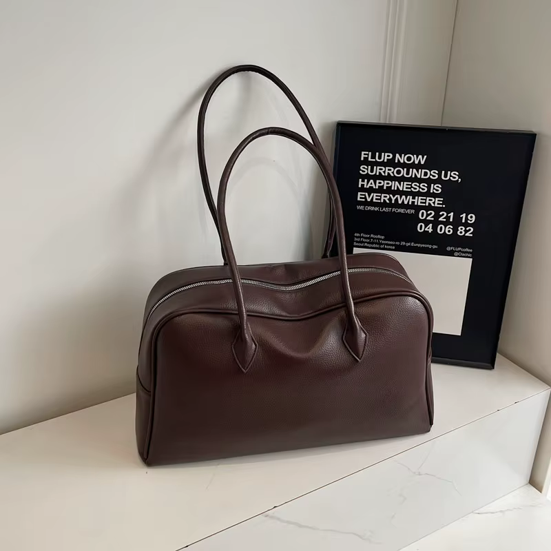 Sac fourre-tout rétro style universitaire grande capacité pour femme