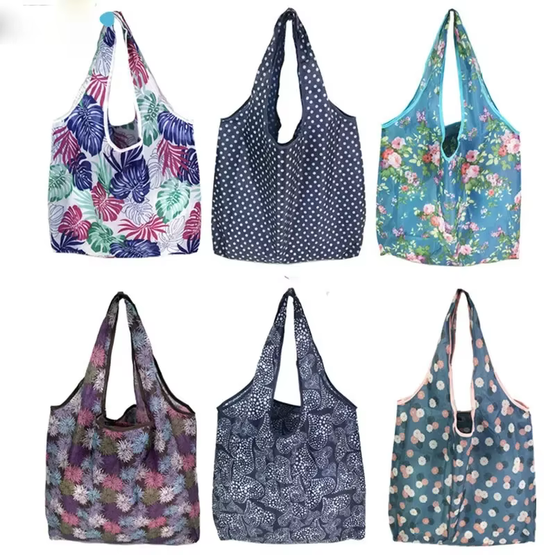 2024 femmes fourre-tout sac à provisions fleur impression pliable réutilisable écologique Shopper sacs