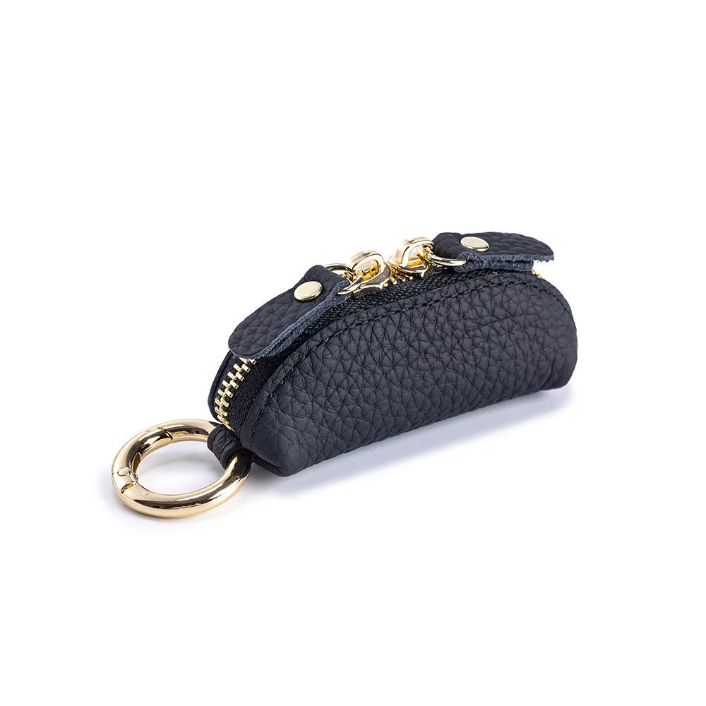 Mini porte-monnaie en cuir véritable avec fermeture éclair