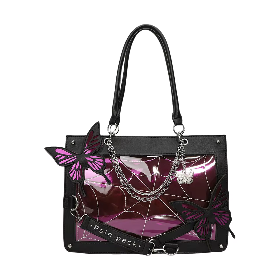 Sac fourre-tout original à bandoulière motif papillon Lolita Gothic