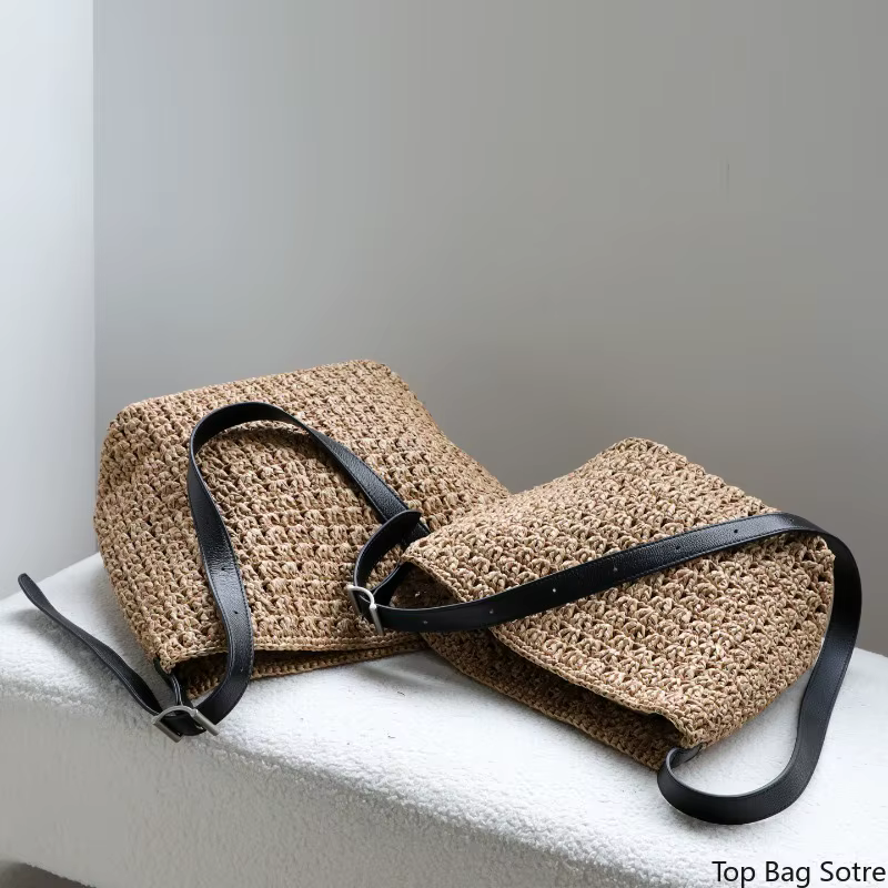Sac à bandoulière en raphia tressé bohème pour femme