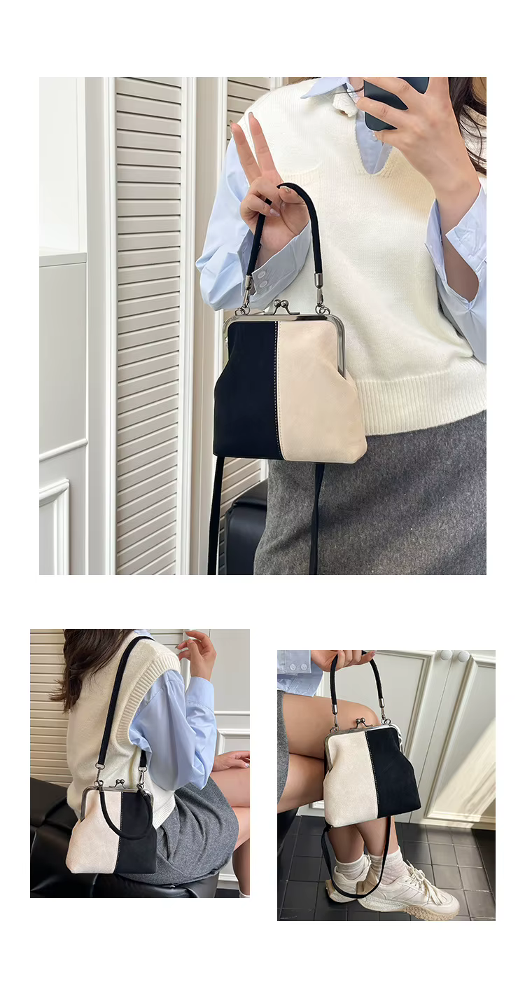 Sac carré de petite taille de couleur contrastée haut de gamme pour femmes