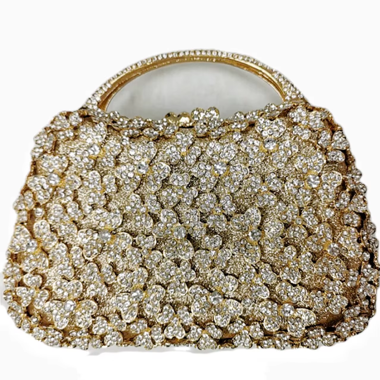 Petit sac ovale de couleur unie ouvert en or
