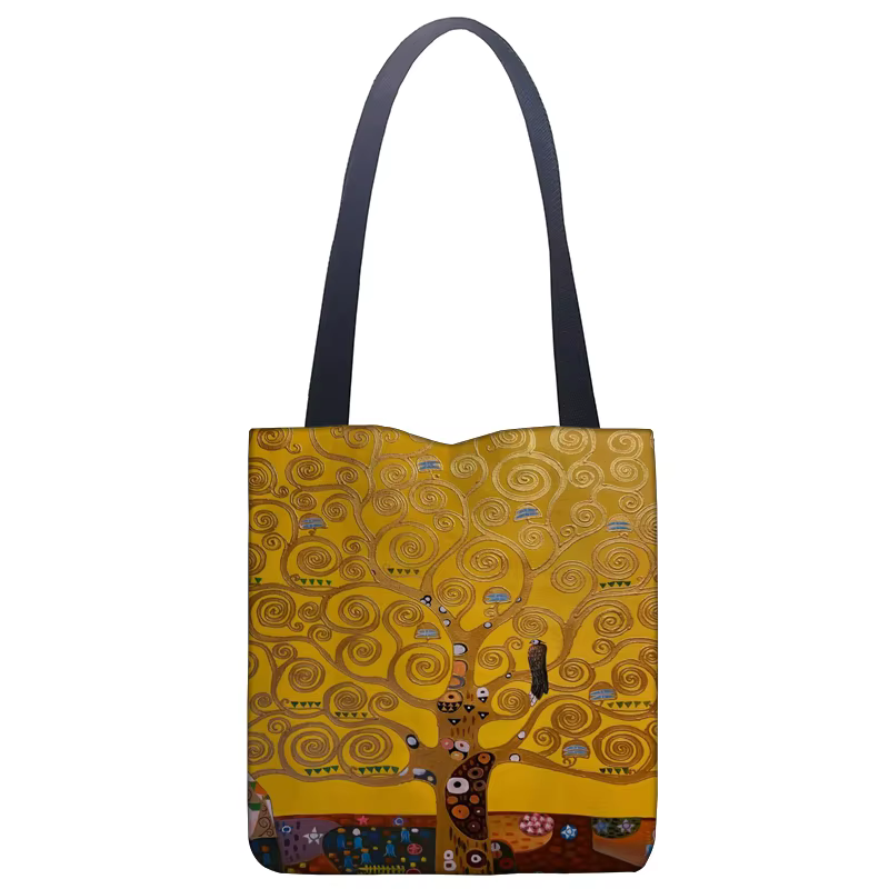 Nouveau sac fourre-tout Gustav Klimt abstrait grande capacité sac à bandoulière décontracté sac réutilisable sac à main imprimé de personnages à la mode