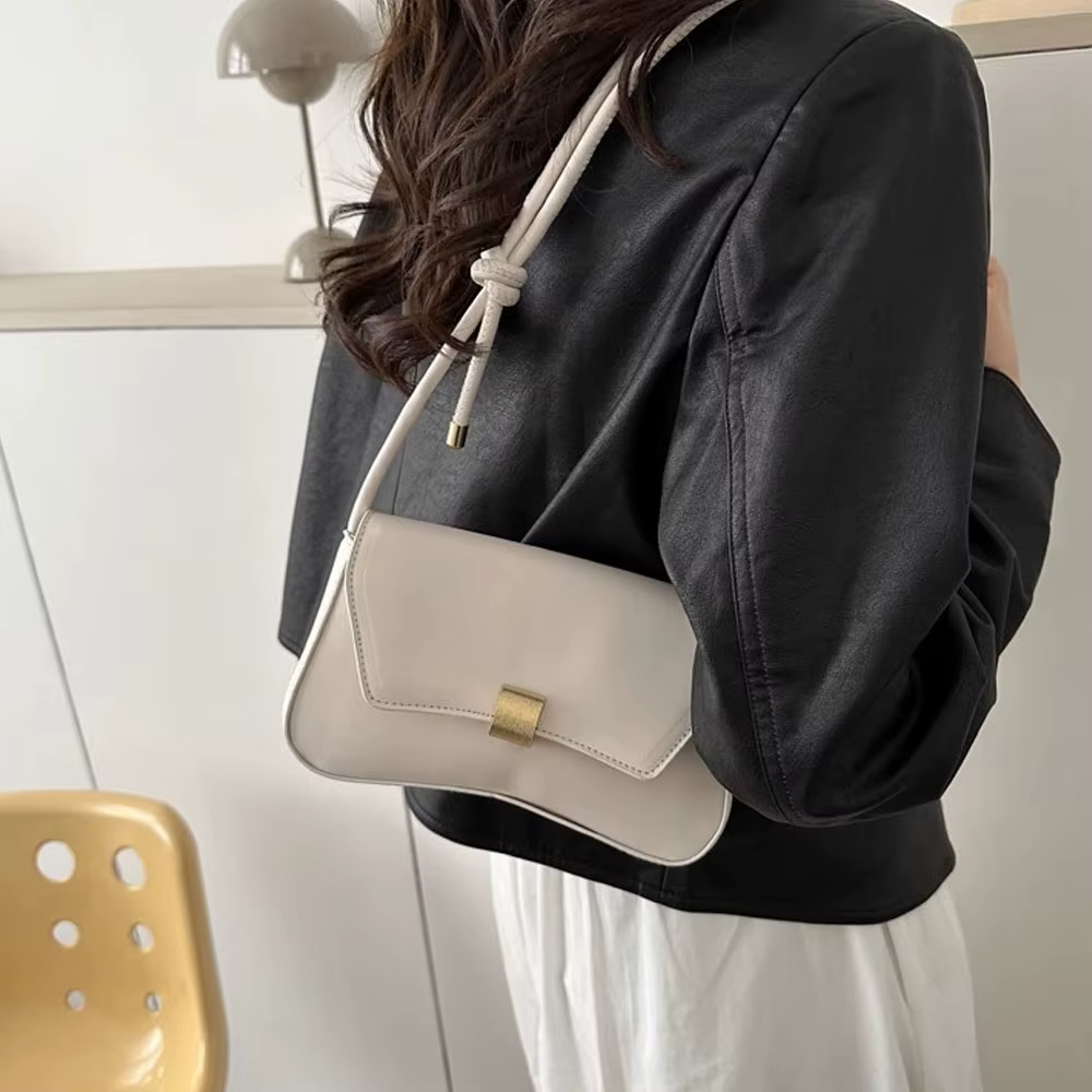 Sac à main rétro en PU pour femme - Design léger à rabat