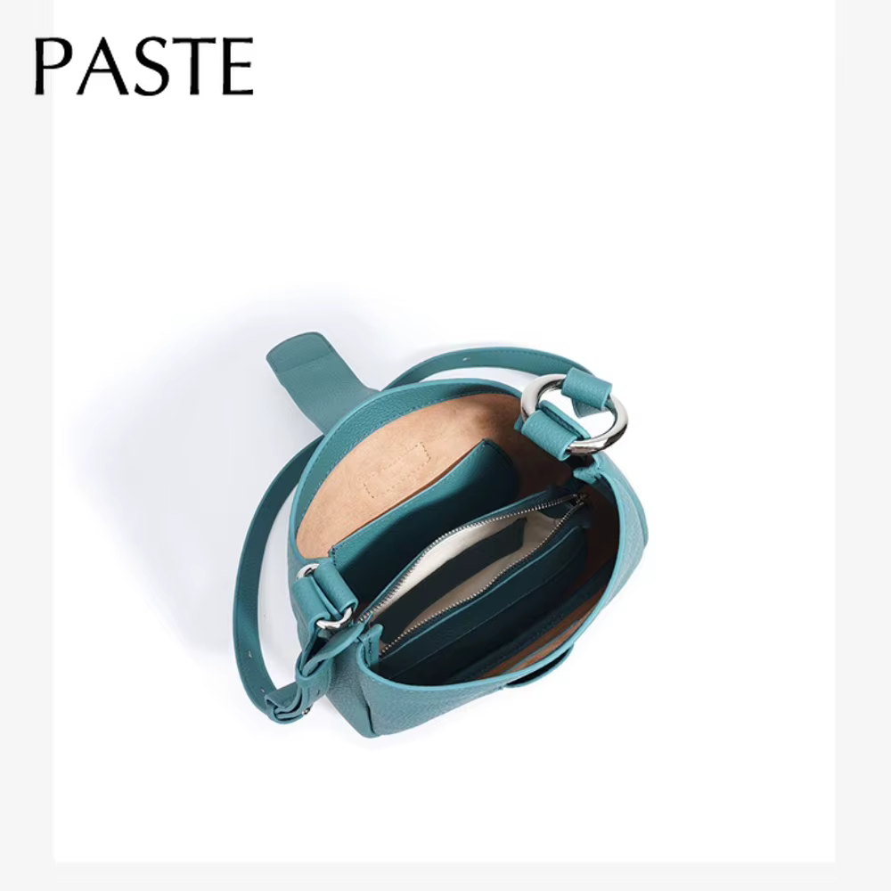 Krean Style facile poignée réglable seau fourre-tout couleur vert bleu 100% cuir de vache pleine fleur femmes sac à bandoulière livraison directe