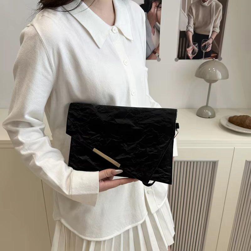 Mode pochette pour femmes en cuir PU souple couleur unie Evelope sac bracelet sacs femme petits
