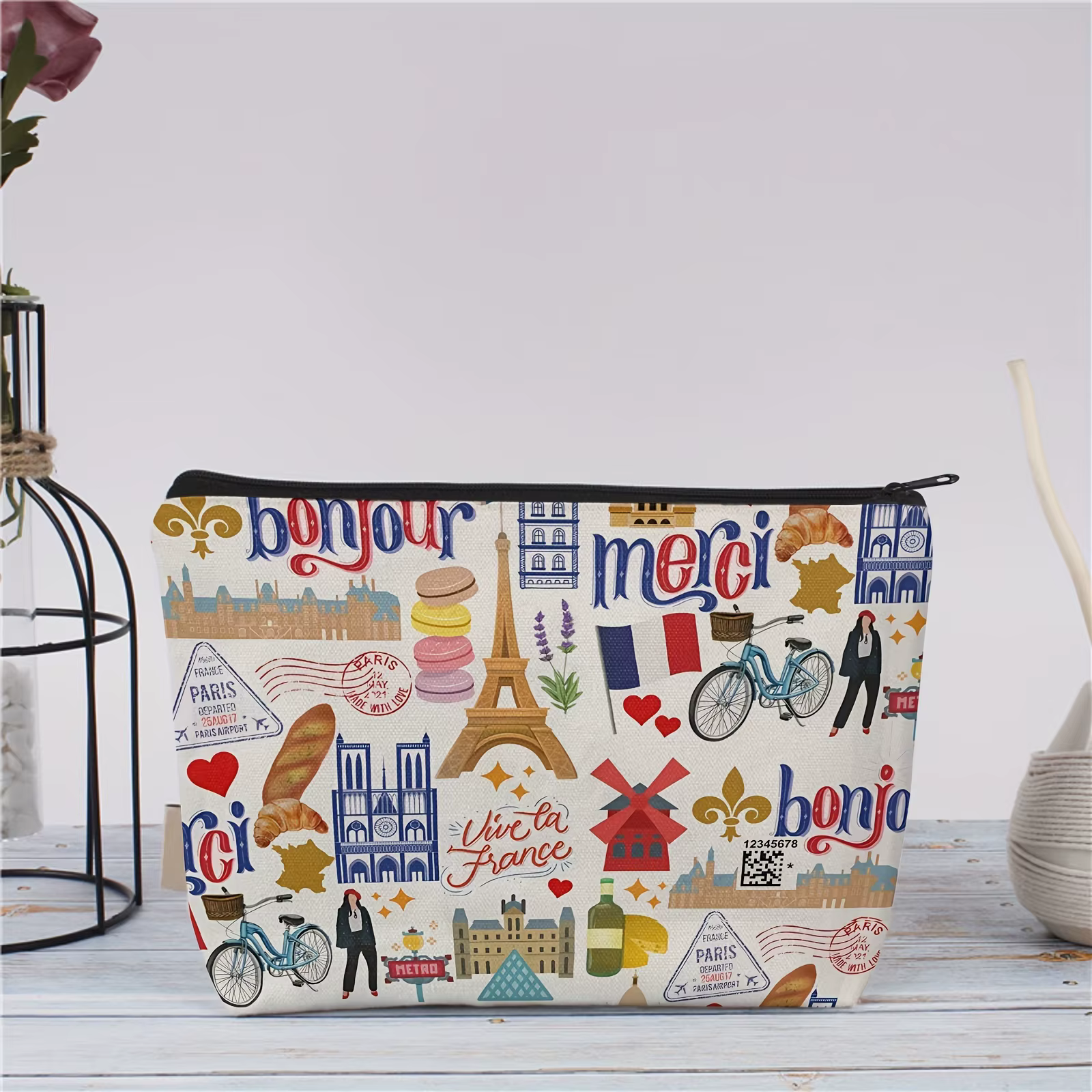 Un sac de maquillage Paris - Pochette multifonctionnelle à fermeture éclair