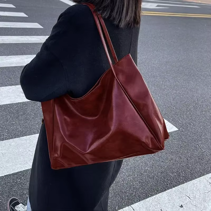 Sac fourre-tout en cuir PU souple pour femme