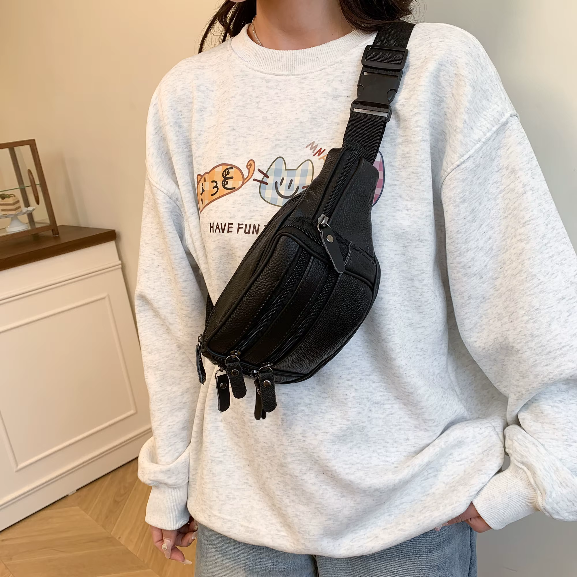 Sac de taille en cuir pour femmes