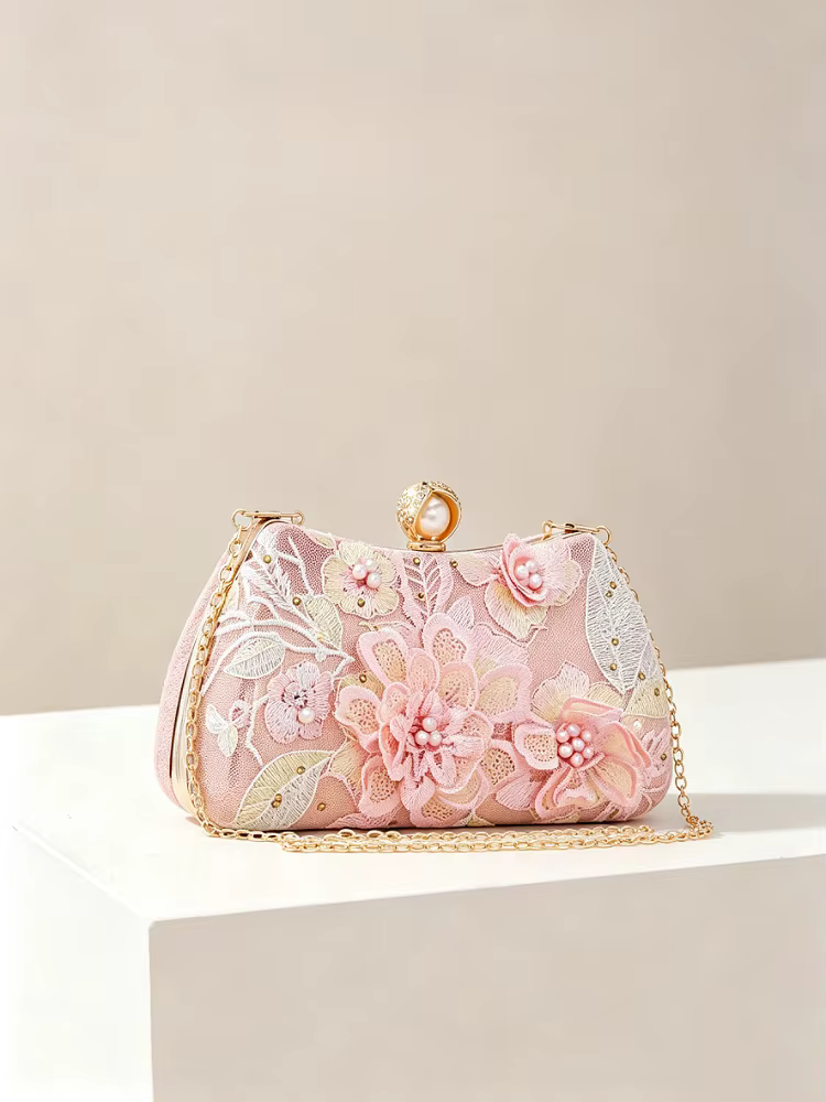 Pochette de soirée de luxe perlée pour femme