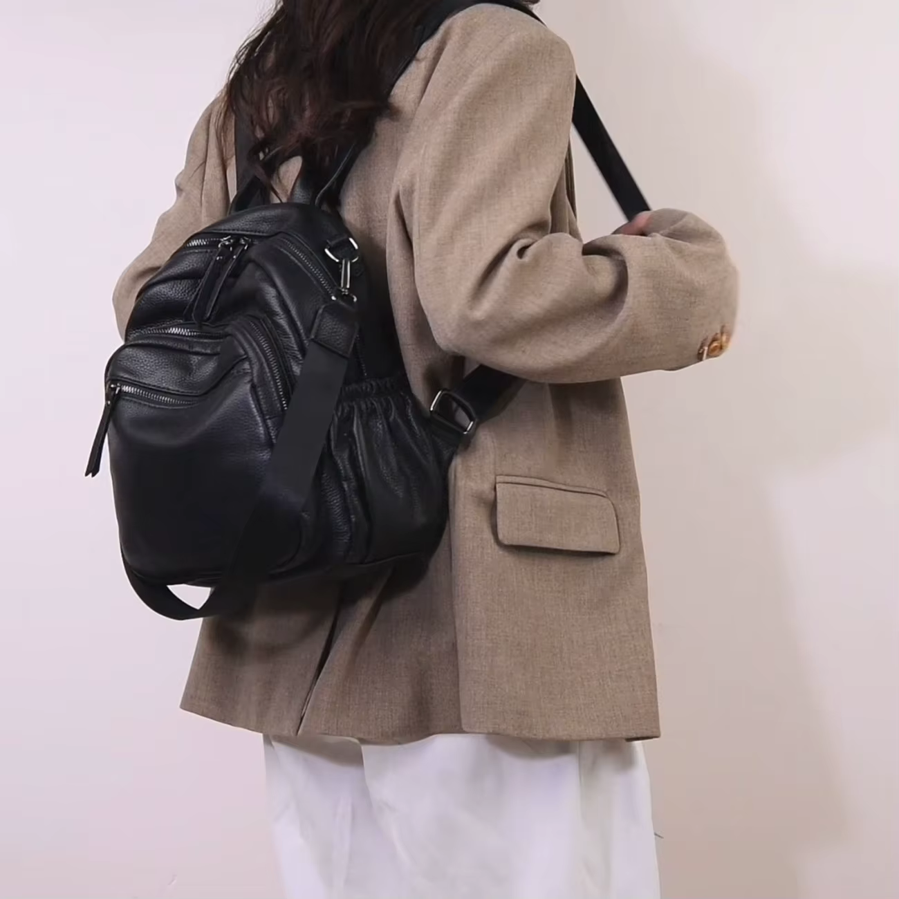 Sac à dos pour femme en cuir véritable