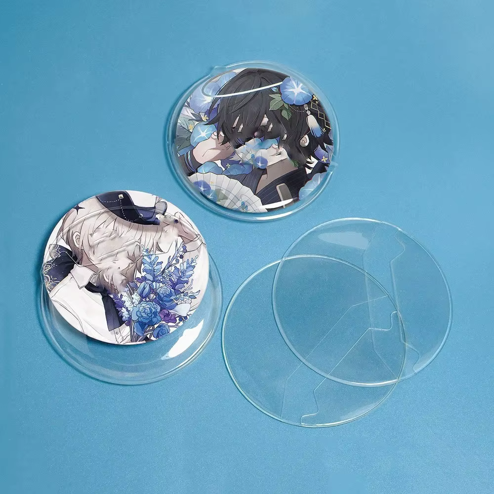 Protecteur de Badge Ita, 5 pièces, étui à épingles, Anime, manchon d'affichage de Badge Transparent, manchon de protection de Badge rond en PVC, affichage de marchandises
