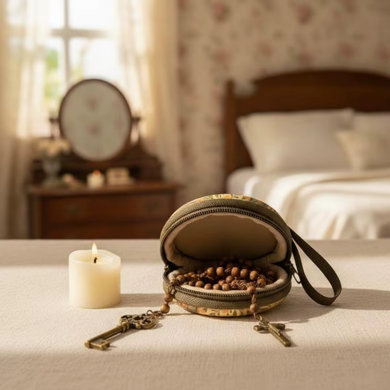 Pochette à fermeture éclair pour chapelet