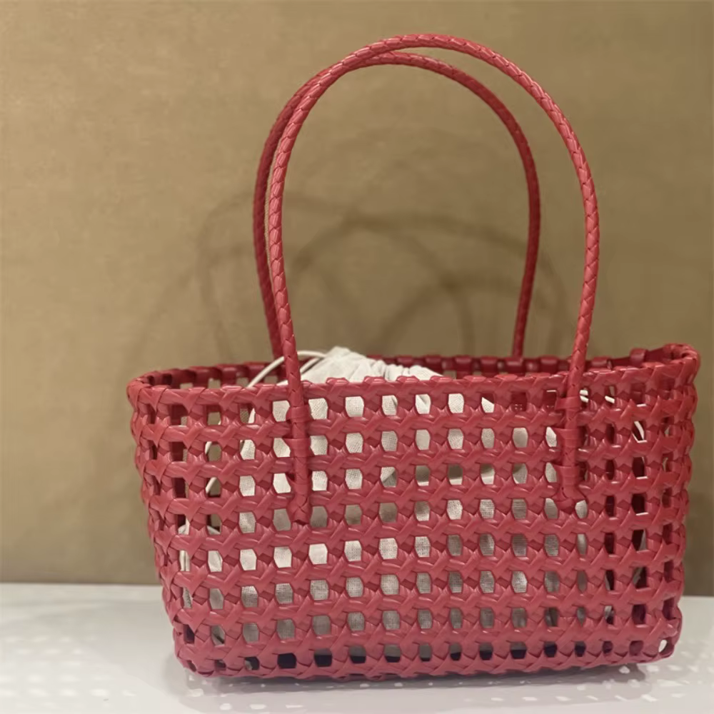 Sac cabas de plage en plastique tressé style campagnard bohème grande capacité pour femme en PVC