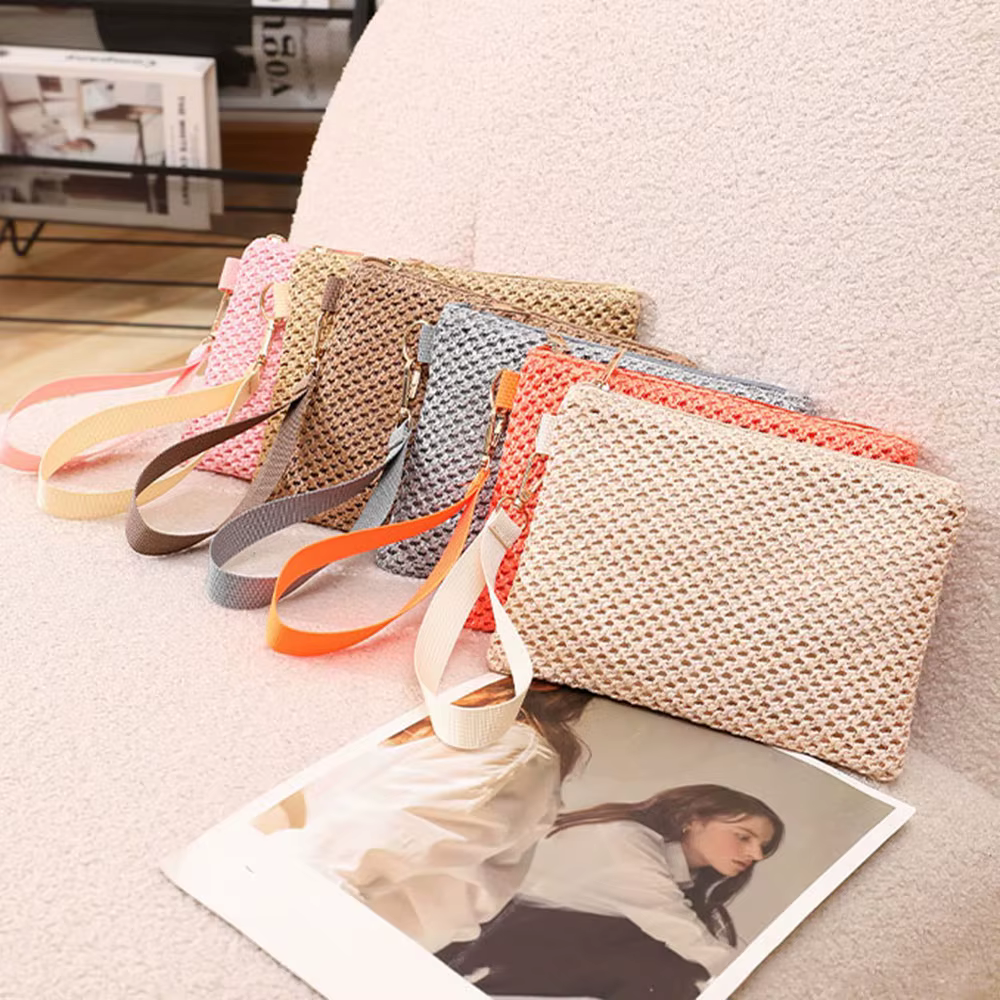 Sac à dos en paille tissé fait à la main pour femmes, pocommuniste pour filles, sac de messager, porte-monnaie, portefeuille de plage, dragonne, mode pour dames