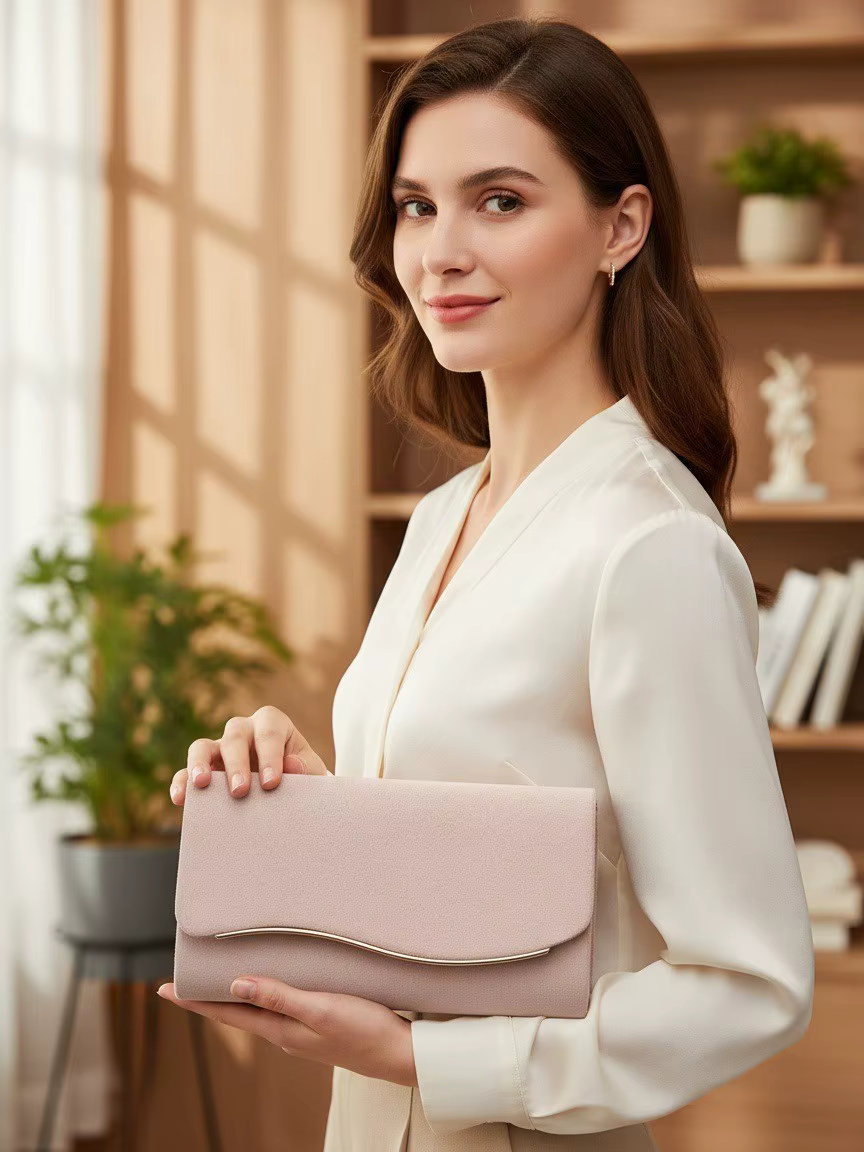 Nouvelle pochette de soirée en velours imitation daim avec chaîne décorative en métal
