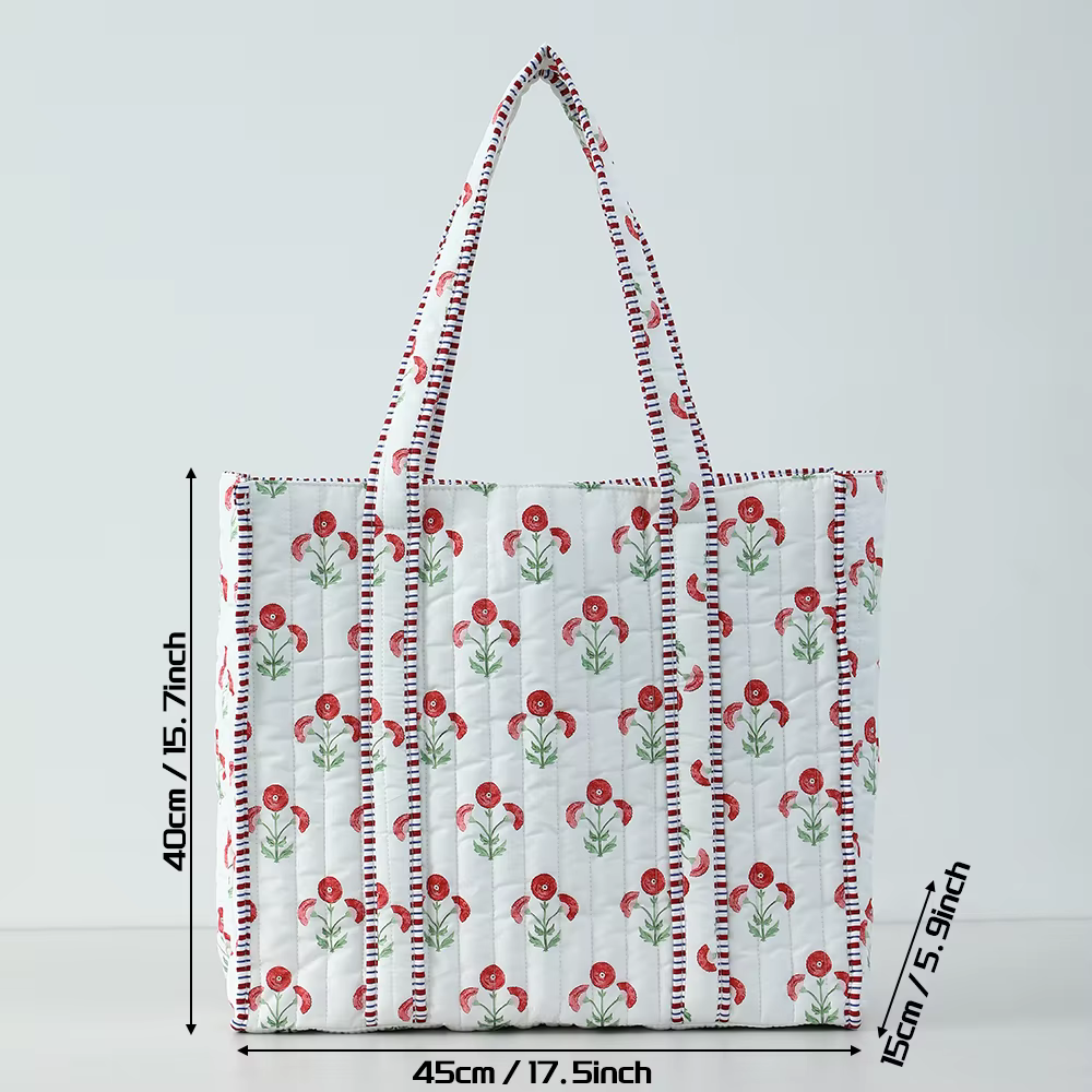 Sac fourre-tout matelassé à fleurs pour femmes