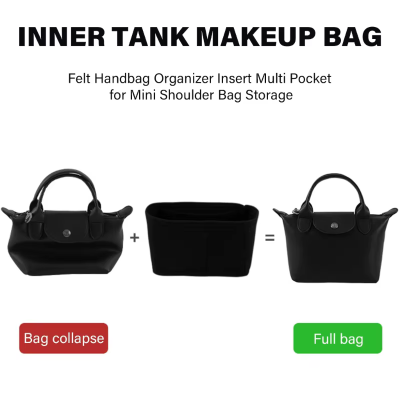 Organisateur rangement en feutre, insert pour à main, rangement poche pratique