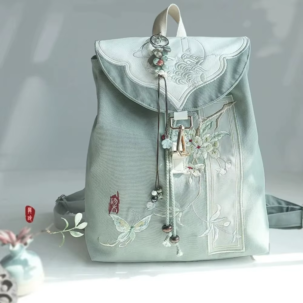 Sac à dos à cordon avec broderie florale