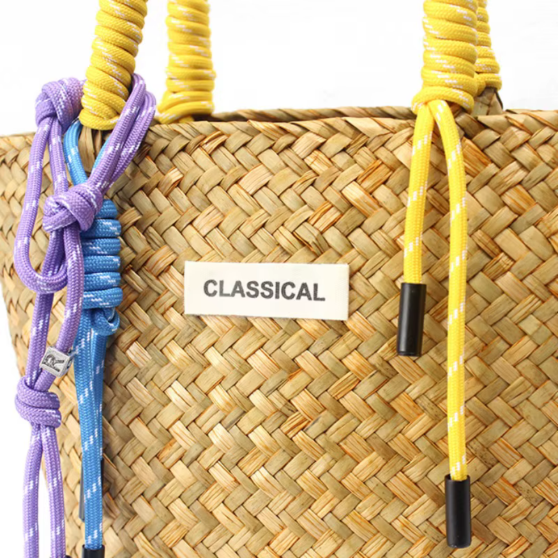 1 pièces sac fourre-tout tissé à la main panier de plage sac de marché