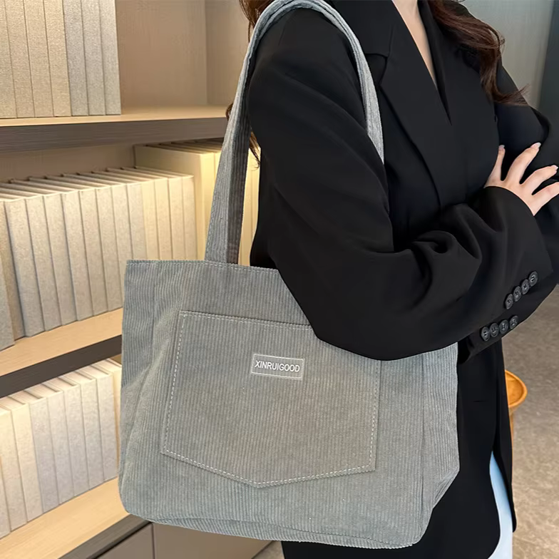 Sac à Main en Velours Côtelé pour Femme