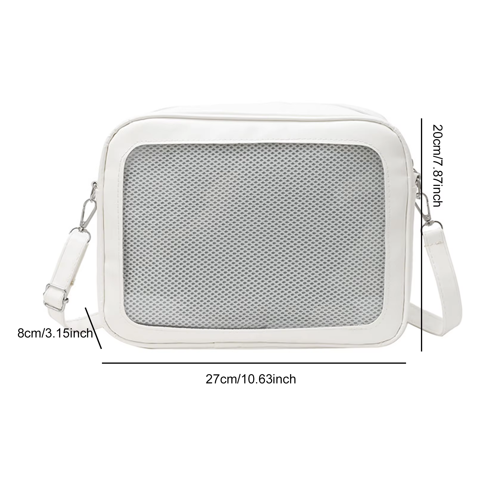 Sac bandoulière transparent carré pour femme avec affichage de badges
