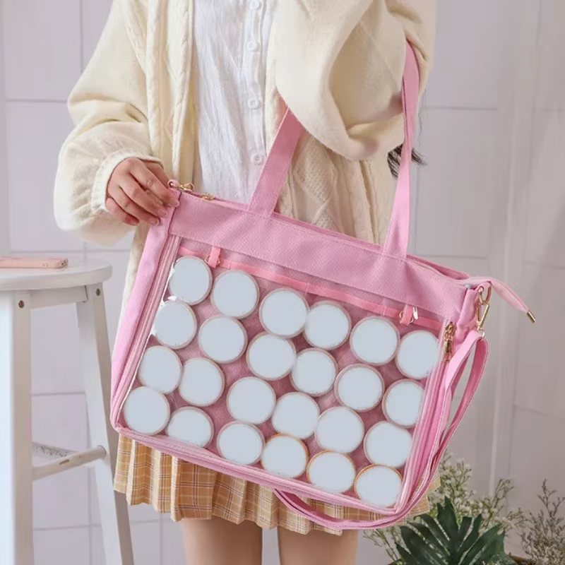 Sac à main japonais transparent pour femmes, grand sac Ita noir avec insert, sacs à main Kawaii pour filles, sacs à main à double sangles