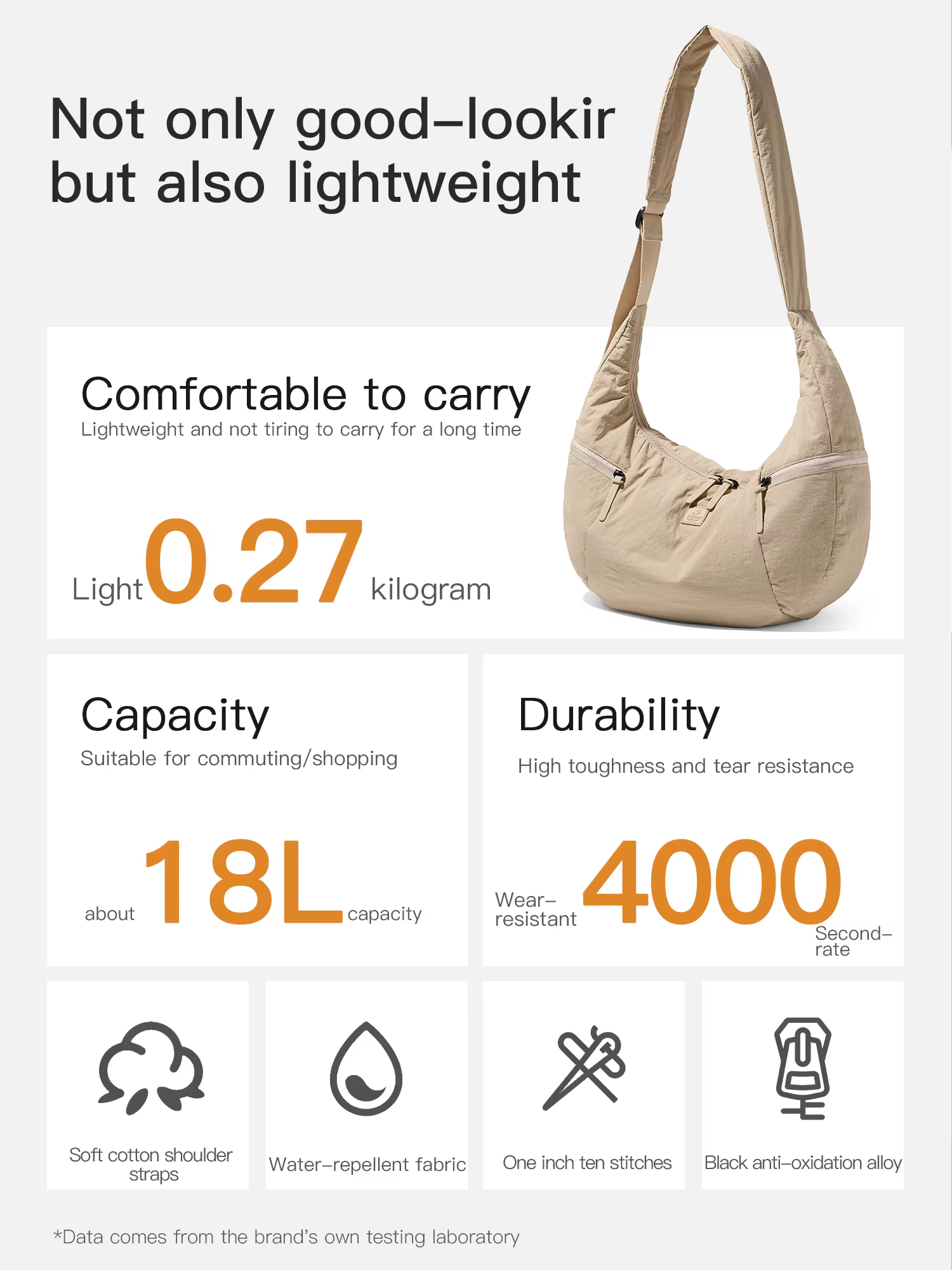 EPOL grand sac à bandoulière pour femme en Nylon sac