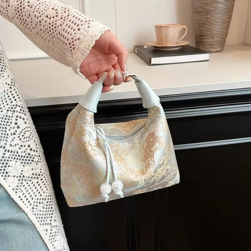 Sac à main Cheongsam réglable en toile à fermeture éclair Vintage