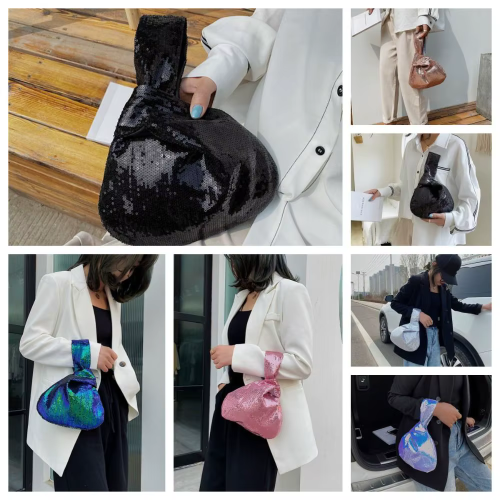 Sac de poignet à nœud pailleté