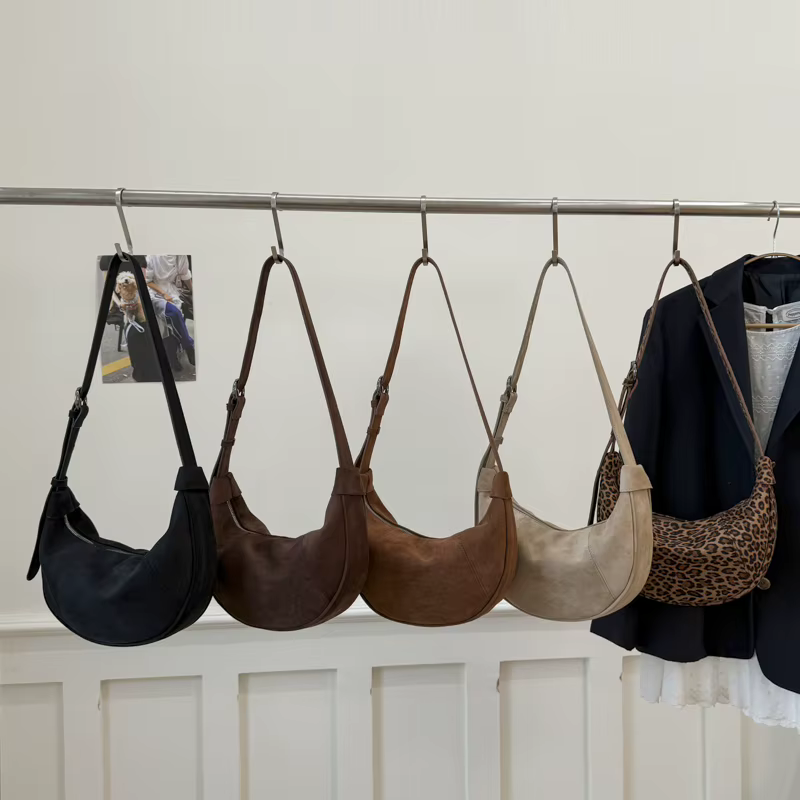 LEFTSIDE rétro Faux daim léopard sac de selle 2025 sac à bandoulière tendance mode sacs