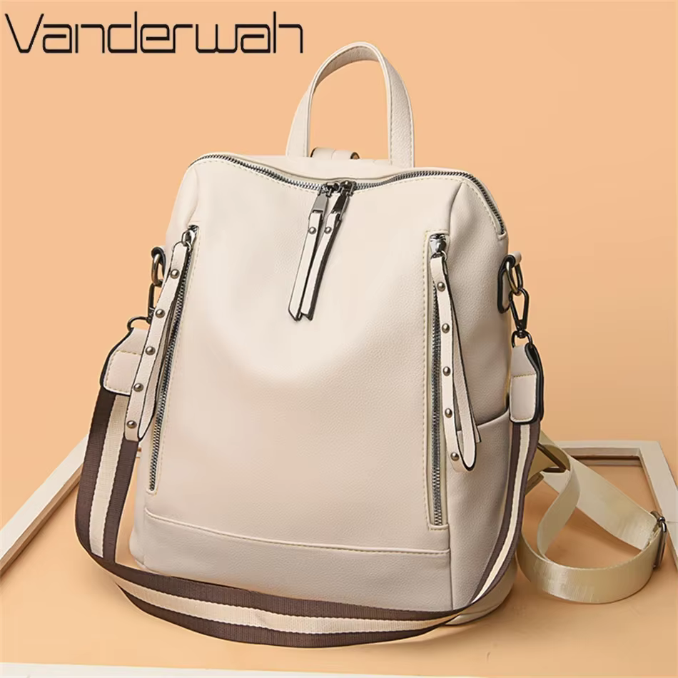 Sac à Dos de marque de luxe en cuir souple, étanche, Style Preppy, Sac multifonction pour jeunes étudiants