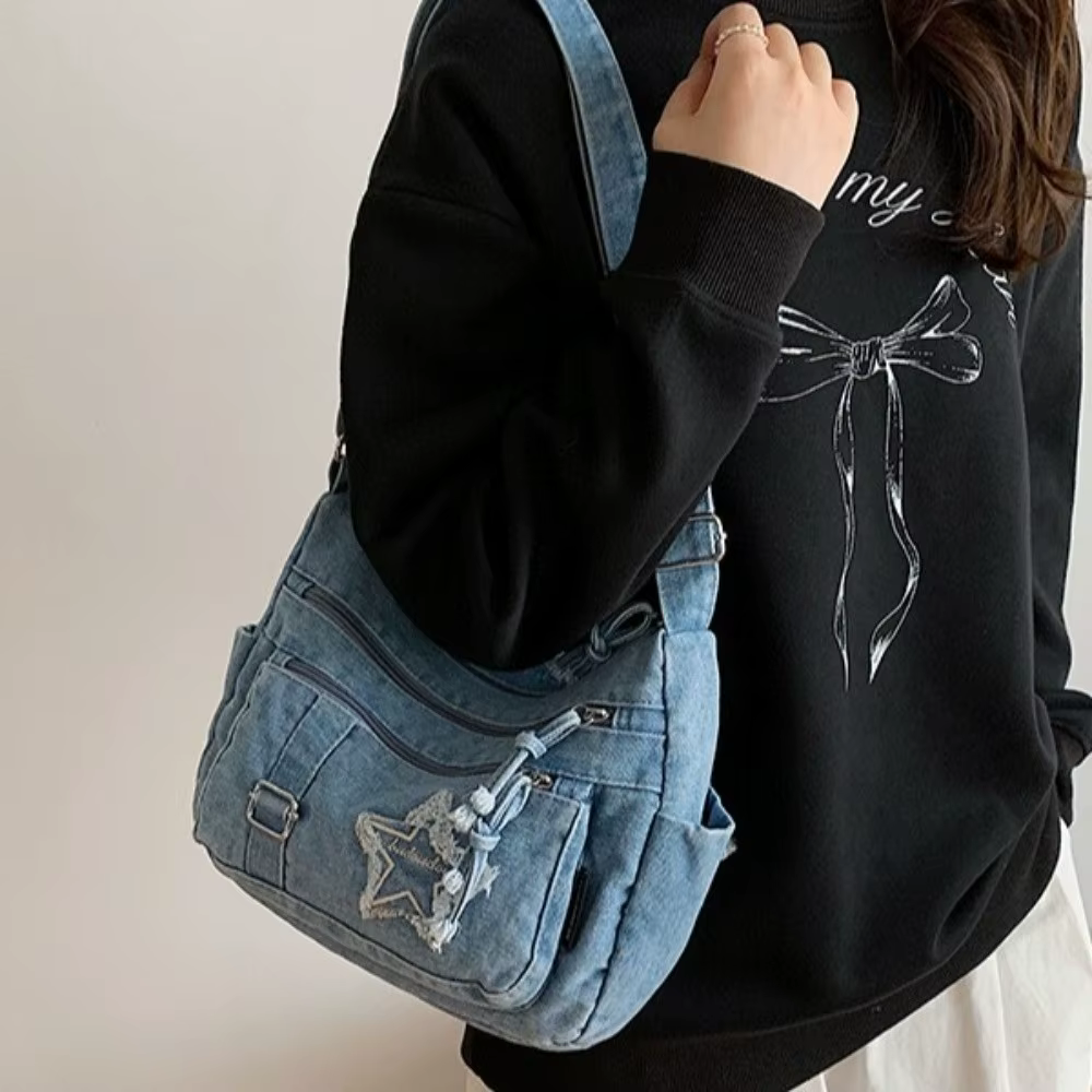 Sac à bandoulière en jean durable avec sangle réglable