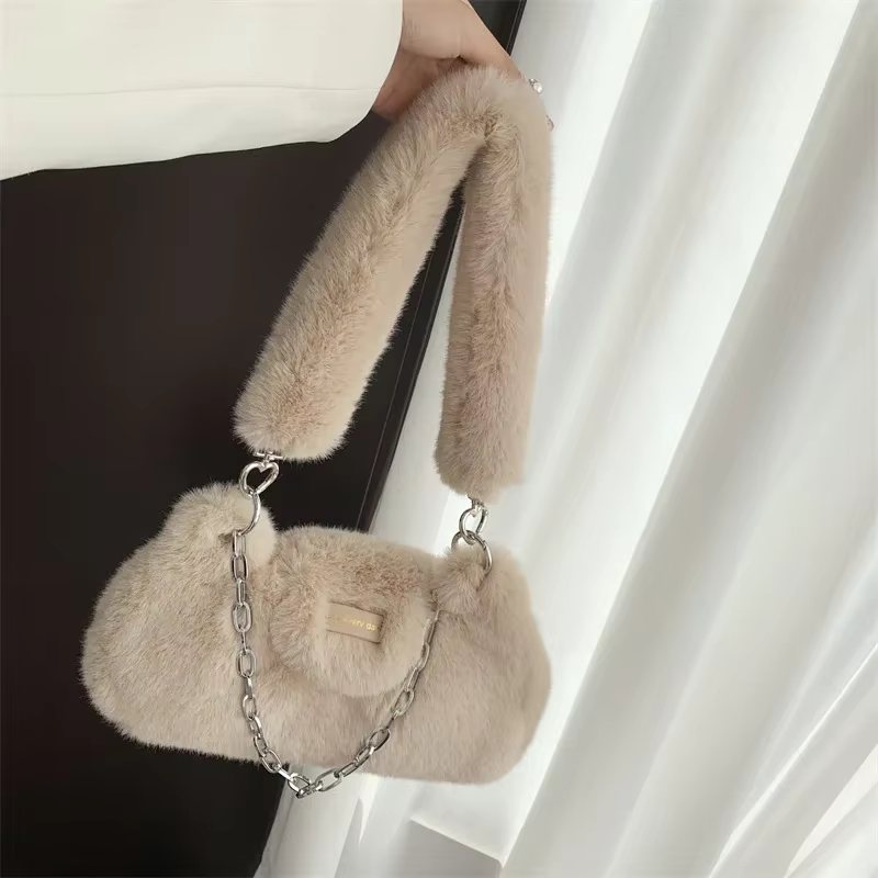 Sac à Main en Fausse Fourrure pour Femme