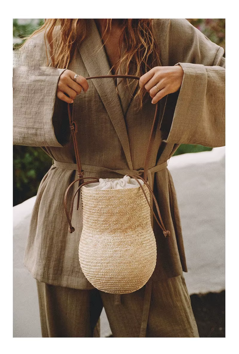 Sac à bandoulière tissé en forme de gourde pour femme