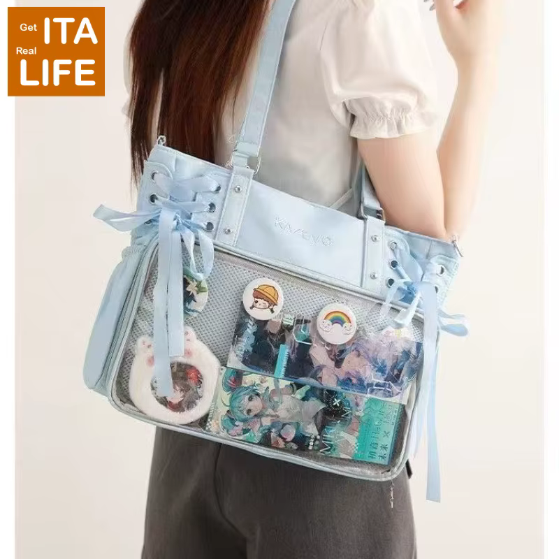 Italife luxe grand Ita sac avec ruban ACG affichage femmes bleu
