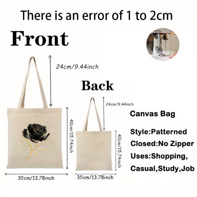 Sac fourre-tout en toile rose noir crème