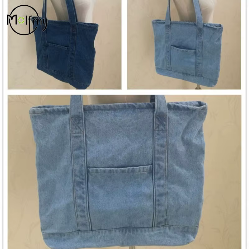 Sac à bandoulière grande capacité en jean pour femme