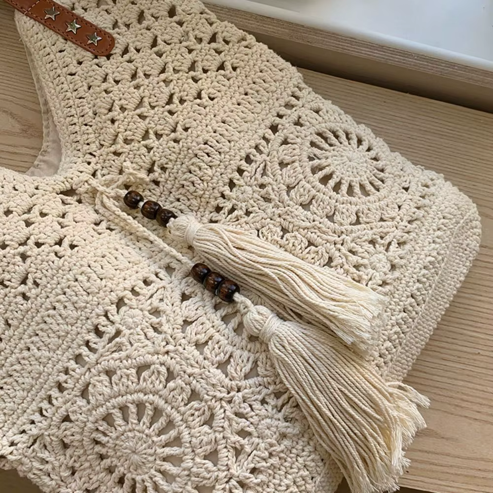 Sac fourre-tout en crochet bohème décontracté